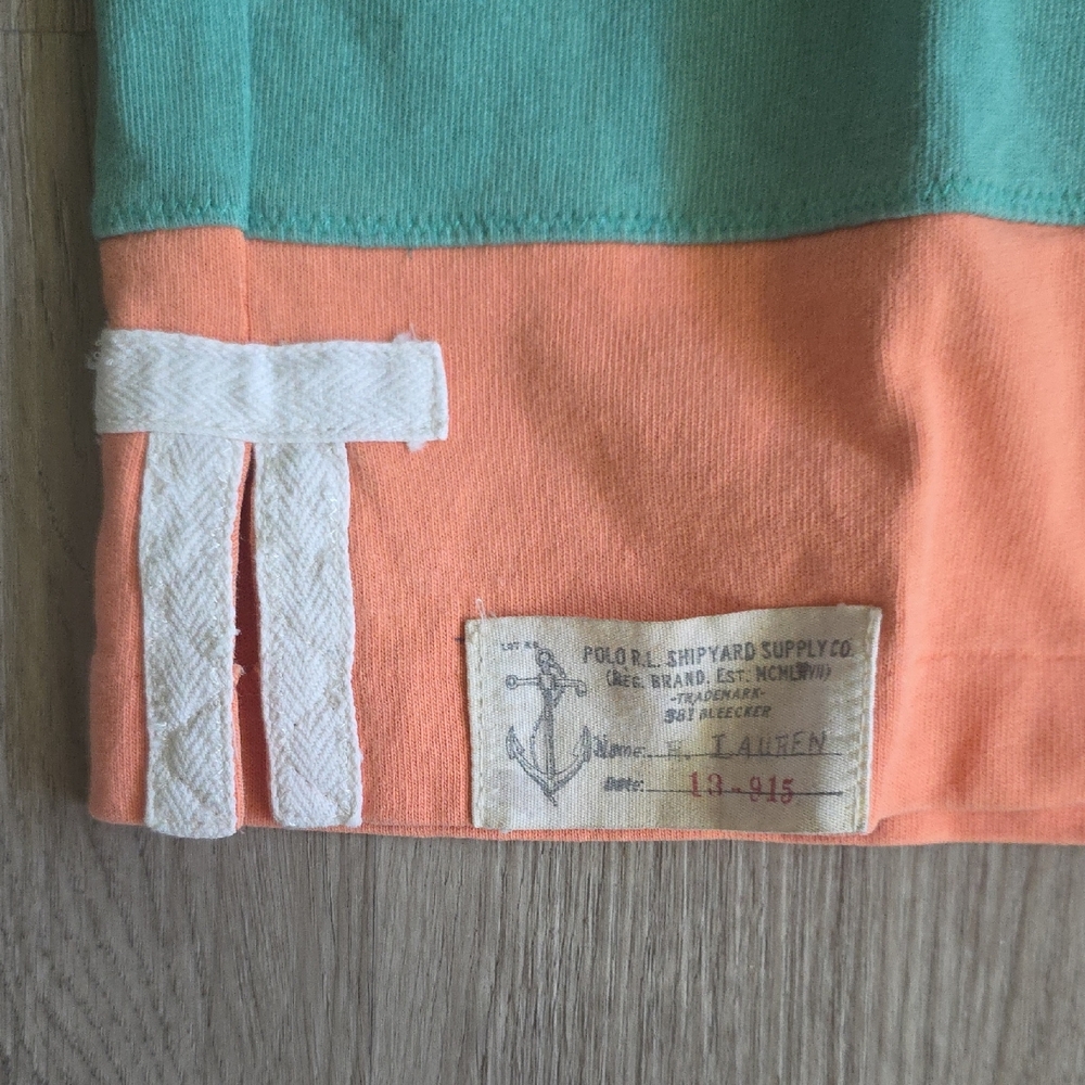 Vintage Polo Ralph Lauren Orange and Green Yacht Rugby - Picture 4 of 7